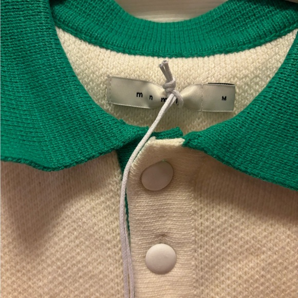 MNML Men’s Polo Knit Green/White Sweater Size Medium BNWT - Picture 4 of 11
